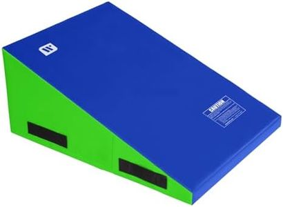 We Sell Mats Preschool Gymnastics Incline Mat, Cheese Wedge Skill Shape, Tumbling Mat for Gymnastics Training, Cheerleading and Obstacle Courses, Lime Green / Blue