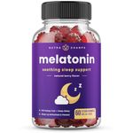 Melatonin Gummies | Natural Sleep Aid Supplement Drug-Free | 60 Sleep Gummies | 2.5mg, 5mg or 10mg Dose | Sleeping Pills Substitute | Vegan & Non-GMO | Natural Berry Flavour