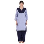 FABUNIFORMS Female Housekeeping Salwar Suit Uniform- For Hospital, Hotel, Lady Security Guard, Support Staff, Cleaning Staff, White & Blue Lining