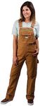 Liberty Womens Washed Duck Bib Overalls, Brown Duck, Medium