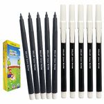 Dollar ColorMax Felt Tips Colouring Pens, BLACK, Pack of 10, Ideal for Draw Colour Mark Sketch Write, Perfect for School Office Home Everyday Use