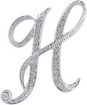 Vivilly 1Pcs English Letters Silver Plated Metal Clear AAA+ Crystal Lapel Pin Brooches Collar (H)