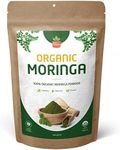 SPICY ORGANIC Green Moringa Superfood Powder 8 oz. - 100% Pure Moringa Oleifera Leaf Powder for Tea and Hair, Nutrient-Rich Energy Booster - Certified USDA Organic, Non-GMO, and Raw from India