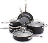 GreenPan Chatham Healthy Ceramic Nonstick 10pc Cookware Pots and Pans Set, Grey