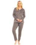 Suzy & Me Ladies Cotton Rich Pyjama Set. Gift Boxed (as8, alpha, l, regular, regular, GREY BUD)