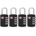 Diyife TSA Luggage Locks, [Updated Version][4 Packs] 4-Digit Security Padlock, Combination Padlocks, Code Lock for Travel Suitcases Luggage Bag Case etc. Black