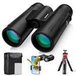 Binoteck 12x42 Binoculars - BAK4 Prisms High Powered Binoculars for Adults with Tripod, Phone Adapter and Case, Low Light Compact Binoculars for Bird Watching, Cruise Ship, Concert, Travel, Hunting