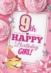 9th Happy Birthday Girl Journal & Coloring Pages Activity Notebook: Cute Emoji Special Birthday Card Style Guided Journal, Coloring & Word-Search For Kids To Write In