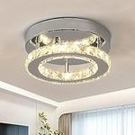 Dorlink LED Crystals Ceiling Lights, Round Finish Chrome Luxury Mini Crystals Chandelier, Modern 3000K (Warm White) Light Fittings Ceilings for Bedroom, Hallway, Living Room, Kitchen