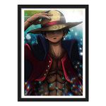 Yourcanvas | Monkey D Luffy | One Piece | Anime Frames & Posters (Black Framed 10×13 Inches, Monkey D Luffy) - Paper