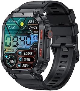 Smartwatch Men's Military Outdoor Smartwatch with Phone Function Fitness Watch Pedometer Watch Men with Heart Rate/Blood Pressure Measurement Sleep Monitor Sports Monitor Calorie Consumption Mileage