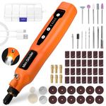 Cordless Mini Rotary Tool Set - 64Pcs Accessories 5 Speed 5000-18000rpm Multi-Purpose Mini Electric Grinder Kit 3.7V USB Rechargeable with Light for Engraving Grinding Polishing Cutting DIY Orange