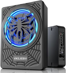 10" 1200W Ultra-thin Subwoofer with Blue Ambient Light Car Subwoofer and Built-in Amplifier, Enhanced Bass Independent Control, Powered Subwoofer Cast Aluminum Material, Suitable for Truck/SUV/Jeep