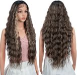 Joedir HighLight Lace Front Wig for Women 30 Inches Long Wavy Lace Front Wig with 1.5"x4.5" Deep Part Synthetic T-Part Lace Wig Pre-Plucked Baby Hairline