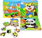 4PCS Jigsaw Wooden Puzzles Toy Set 