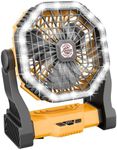 Roykaw Portable Fan for Travel, 10400 mAh Rechargeable Camping Fan, Cordless Battery Powered Fan with Led Light, with Handle, Hang Hook for Tent, Fishing, Hurricane,Yellow