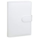 Antner A6 PU Leather Notebook Binder Refillable 6 Ring Binder for A6 Filler Paper, Loose Leaf Personal Planner Binder Cover with Magnetic Buckle Closure, White