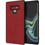 Riggear Sleek Samsung Galaxy Note 9 Back Cover Case (TPU+PC | Red Leather)