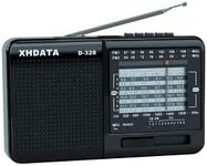 XHDATA D-328 Radio Portable FM AM SW Support TF Card MP3 Pocket Radio with Rechargeable Battery Black