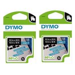 DYMO D1 Labels for LabelManager Label Makers, 1/2'' x 23' Rolls (12mm x 7m), Black Print, White Label Maker Tape, Self-Adhesive Stickers, 2-Pack