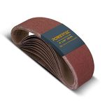 POWERTEC 4 x 24 Inch Sanding Belts, 3 Each of 60 80 120 150 240 400 Grits, 18PK, Aluminum Oxide Belt Sander Sanding Belt Assortment, Sandpaper for Oscillating Belt and Spindle Sander (110008)