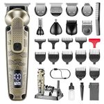 VGR 095 Beard Trimmer for Men, 7 in 1 Waterproof Cordless Hair Clippers and Trimmers Set, Electric Razor Shavers T-Blade Hair Trimmer Grooming Kit for Nose Body Ear Face Mustache, Gifts for Men