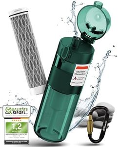 BERGKVIST® botella con filtro de agua para exterior FJÄLLKLAR (500 ml) - botella con filtro de AHLSTROM® para agua potable limpia en acampadas, excursiones y aventuras de supervivencia - Verde