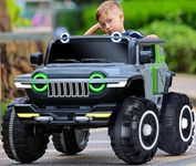 Toyify Kids Car to Drive, Rechargeable 12V Battery Operated Ride-On Car for Kids Music with R/C & Mobile App Jeep, Electric-Car, Kids Car for Boys & Girls Age 2-10 Years (Grey)