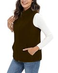 Xeoxarel Women's Soft Polar Fleece Vest, Lightweight Sleeveless Jackets Classic Fit Outerwear Full-Zip Pockets Casual Clothes Brown 2X