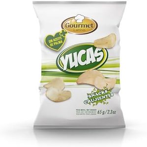 Yucas - Bolsa Individual de 65 g - Elaborado con Yuca y Aceite de Girasol 100% - Textura Crujiente - Ideal Como Aperitivo para Picar Entre Horas - Gourmet Latino