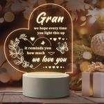 Giftasy Gran Gifts, Gran Birthday Gifts - Acrylic Engraved Night Light, Best Gifts for Gran from Grandchildren, Presents for Gran on Birthday Mothers Day Christmas