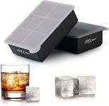 ALLTOP Large Square Ice Cube Trays,Giant Ice Block Maker with Lid for Whiskey, Cocktails,Reusable Silicone Mold, DIY, BPA Free,Freezer - 2 Packs,Black