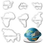 Keepaty World Map Shape Cookie Cutters, Seven Continents Shape 3D Plastic Biscuit Mould, 7pcs Fondant Cutters for Cake Decorating, Pastry Baking Tools