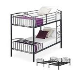 Panana Metal Bunk Bed Frame, 2 x 3FT Single 2-Storey Bed Frame Children's Bed room Furniture Double Sleepers Bed Frame Bed Sets - No Mattress Included (Black)