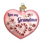 Old World Christmas Grandma Heart Glass Blown Ornament