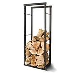 Speedwellstar Firewood Log Rack Store 100x40 cm Storage Large Small Metal Shelf Stand Tall Steel Black Inside & Outside (H 100 x W 40cm)