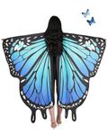 AWAYTR Womens Butterfly Wings - Fairy Ladies Butterfly Cape Halloween Costume(Blue & Green(Little Tail),Adult)