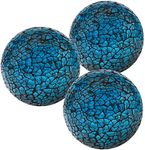 Kepfire 3.15 Inch Round Glass Sphere 3Pcs Mosaic Crackl Orbs for Bowls Vases Coffee Table Centerpiece Party Decorative - Blue