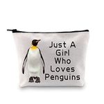 PXTIDY Cute Penguin Makeup Bag Penguin Lover Gift Just A Girl Loves Penguins Zipper Cosmetic Bag Penguins Gift for Family Friends Animal Lover Gift