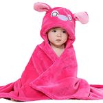 First Kick Fleece New Born Baby Blanket Pack of Super Soft Bathrobe Baby Wrapper Cum Baby Bath Towel For Baby Boys, Baby Girls, Babies (80Cm X 80Cm, 0-6 Months Lightweight (Pink)