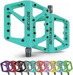 BUCKLOS Mountain Bike Pedals MTB Pedals Flat, Adult Bicycle Road Bike Large Platform Nylon Non-Slip Pedal for Gravel Bike/Hybrid Bike 9/16"（Green）