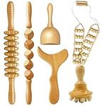 6Pcs Wood Therapy Massage Tools for Body Shaping, Multi-Functional Body Roller for Anti-Cellulite and Sore Muscle, Wooden Massage Roller Stick, Maderoterapia kit, Body Sculpting Tools Set