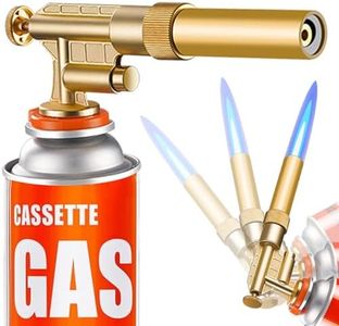 Butane Blow Torch, Professional Kitchen Torch Lighter, All Metal Gold, 360° Reverse Use, Adjustable Flame Shape Strength Gas Burner for Desserts Creme Brulee Baking BBQ Baking(Fuel Not Included)