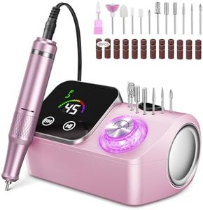 Urbuti Electric Nail Files Professional Nail Drill 45000RPM,Portable Nail Drill Machine for Acrylic and Gel Nails with Touch Screen,Rechargeable E Files for Nails with 12 Bits for Home Salon (Pink)