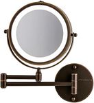 Ovente Wall Mount LED Lighted Makeup Mirror, Battery Operated, 1x/10x Magnification, 7 Inch, Antique Bronze (MFW70ABZ1X10X)