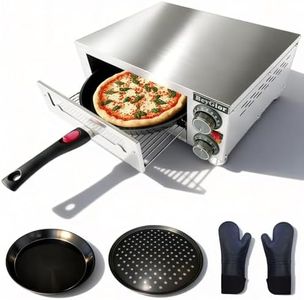 BeyGior Electric Pizza Oven Indoor,12 inch Countertop Pizza Maker with Viewing Window,Stainless Steel Commercial Pizza Oven, Removable Handle,Dual Baking Trays and Oven Mitts