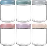 MEETOZ 6 Pack 17oz Glass Jars, Overnight Oats Jars, Wide mouth Mason Salad jars, Overnight Oats Container with Screw Lid Airtight, Glass Food Storage Containers for Snacks Yogurt Spice Sugar