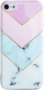 J.west Case for New iPod Touch 7, iPod Touch 6th Generation, iPod Touch 5 Marble Pattern Print Cute Clear Soft Silicone Cover for Girls/Women Flex Slim Pattern Design Drop Protective Case(Purple)