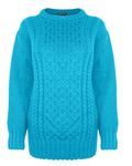 Generation Fashion New Ladies Women Long Sleeve Knitted Jumper Cable Knit Sweater Crew Neck Pullover Top Plus Size [Turqouise, M-L]