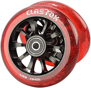 CLAS FOX Pro Scooter Wheels 110mm Transparent Sparkle PU with ABEC-9 Bearings CNC Metal Core (2pcs) (Red)